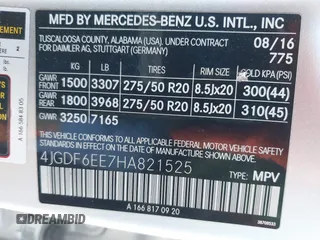 2017 Mercedes-Benz GLS 450 z VIN 4JGDF6EE7HA821525, wystawiony jako IAAI lot #41977324 z przebiegiem 110 557 mil mil oraz . Historia ofert i sprzedaży dostępna na DreamBid. Obrazek 9.