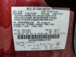 2008 Mercury Sable Premier with VIN 1MEHM42W88G622282, listed as a Copart auction lot 73284324 with 93,303 mi miles and Non Repairable. Bid and sale history available at carsss.com. Image 12.
