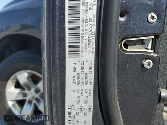 2018 Ram 1500 Tradesman with VIN 1C6RR7FT9JS327579, listed as a Copart auction lot 53161115 with 95,680 mi miles and Salvage title. Bid and sale history available at DreamBid. Image 12.