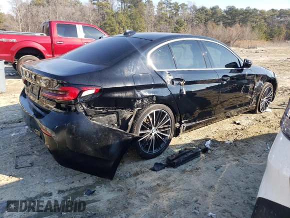 2021 BMW 5 Series 530i xDrive with VIN WBA13BJ09MCG00817, listed as a Copart auction lot 42174785 with 123,526 mi miles and Salvage Title. Bid and sale history available at carsss.com. Image 3.