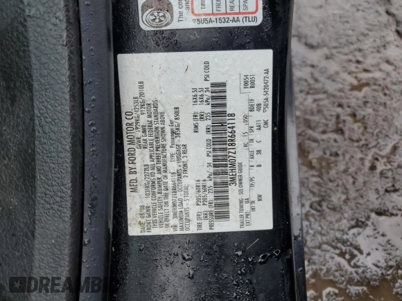 2008 Mercury Milan with VIN 3MEHM07Z18R664118, listed as a Copart auction lot 44212505 with 158,047 mi miles and Salvage Title. Bid and sale history available at carsss.com. Image 12.