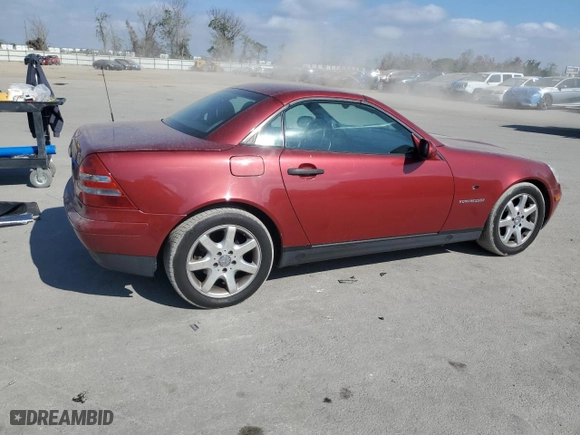 2000 Mercedes-Benz SLK-Class Kompressor with VIN WDBKK47F8YF161417, listed as a Copart auction lot 44499855 with 160,738 mi miles and Salvage Title. Bid and sale history available at carsss.com. Image 3.