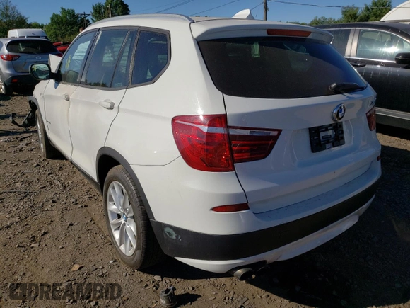 2013 BMW X3 xDrive28i with VIN 5UXWX9C51D0A22839, listed as a Copart auction lot 57217642 with 0 mi miles and Salvage Title. Bid and sale history available at carsss.com. Image 3.