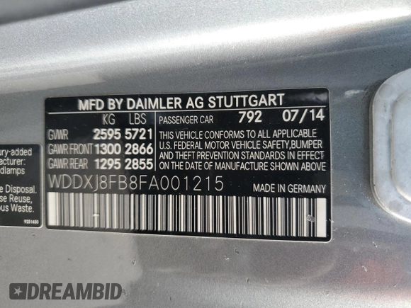 2015 Mercedes-Benz S 550 with VIN WDDXJ8FB8FA001215, listed as a Copart auction lot 86525344 with 62,996 mi miles and Salvage Title. Bid and sale history available at DreamBid. Image 12.