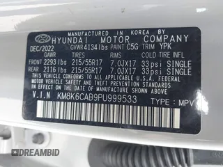 2023 Hyundai Kona SEL with VIN KM8K6CAB9PU999533, listed as a IAAI auction lot 42053046 with 15,506 mi miles. Bid and sale history available at carsss.com. Image 9.