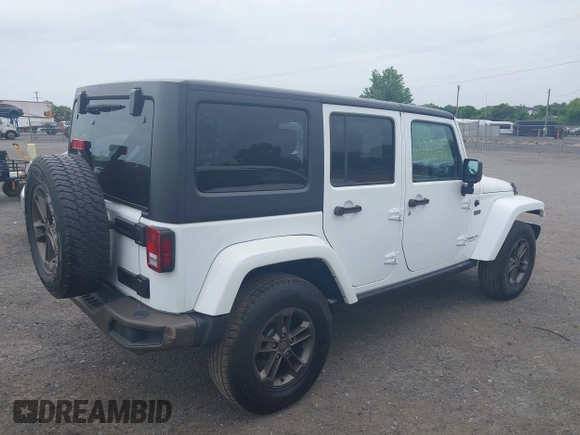 2017 Jeep Wrangler Unlimited 75th Anniversary z VIN 1C4HJWEG8HL502984, wystawiony jako IAAI lot #42354671 z przebiegiem 108 900 mil mil oraz . Historia ofert i sprzedaży dostępna na DreamBid. Obrazek 4.