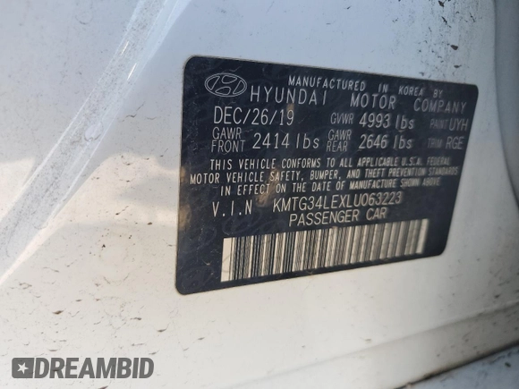 2020 Genesis G70 3.3T with VIN KMTG34LEXLU063223, listed as a Copart auction lot 74316164 with 48,317 mi miles and Salvage Title. Bid and sale history available at carsss.com. Image 13.