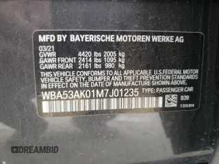 2021 BMW 2 Series 228i with VIN WBA53AK01M7J01235, listed as a Copart auction lot 54838915 with 40,327 mi miles and Salvage title. Bid and sale history available at DreamBid. Image 12.