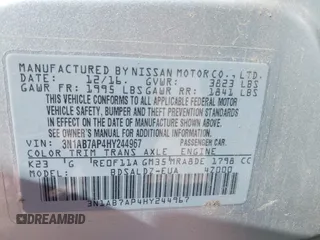 2017 Nissan Sentra S z VIN 3N1AB7AP4HY244967, wystawiony jako IAAI lot #41741001 z przebiegiem 144 817 mil mil oraz . Historia ofert i sprzedaży dostępna na DreamBid. Obrazek 9.