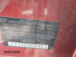 2013 Hyundai Elantra GLS with VIN 5NPDH4AE5DH202756, listed as a IAAI auction lot 42263897 with 160,770 mi miles and . Bid and sale history available at DreamBid. Image 9.