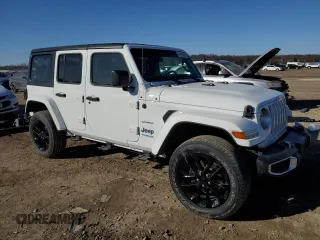 2021 Jeep Wrangler Unlimited Sahara with VIN 1C4JJXP68MW727782, listed as a Copart auction lot 44199985 with 79,861 mi miles and Salvage Title. Bid and sale history available at DreamBid. Image 4.