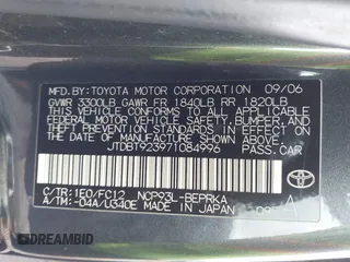 2007 Toyota Yaris с VIN JTDBT923971084996, выставлен на аукционе IAAI как лот 42471057 с пробегом 261 200 миль миль и . История ставок и продаж доступна на DreamBid. Изображение 9.