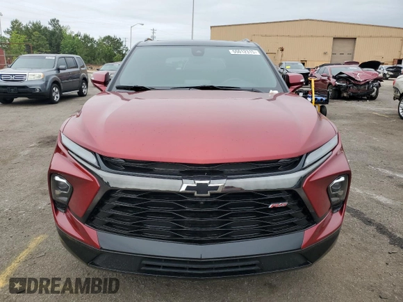 2023 Chevrolet Blazer RS with VIN 3GNKBKRS9PS225076, listed as a Copart auction lot 55012315 with 7,157 mi miles and Salvage title. Bid and sale history available at DreamBid. Image 5.
