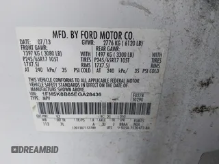 2014 Ford Explorer with VIN 1FM5K8B85EGA28436, listed as a IAAI auction lot 41249050 with 205,854 mi miles and . Bid and sale history available at carsss.com. Image 9.