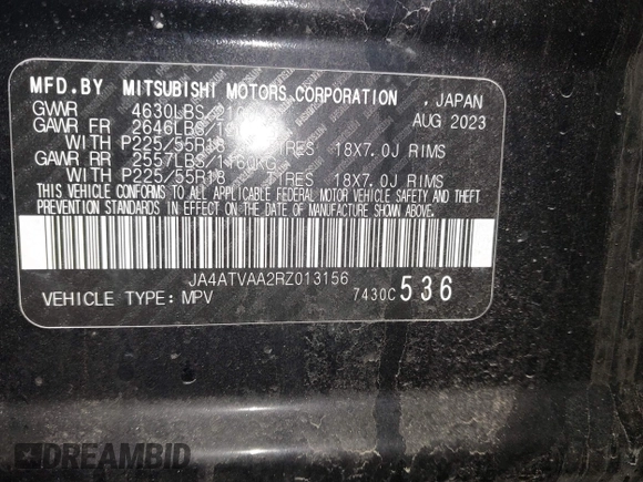 2024 Mitsubishi Eclipse Cross LE z VIN JA4ATVAA2RZ013156, wystawiony jako IAAI lot #41723043 z przebiegiem 21 840 mil mil oraz . Historia ofert i sprzedaży dostępna na DreamBid. Obrazek 9.