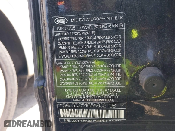 2006 Land Rover Range Rover Sport с VIN SALSD25486A902198, выставлен на аукционе IAAI как лот 42471991 с пробегом 244 011 миль миль и . История ставок и продаж доступна на DreamBid. Изображение 9.