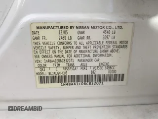 2006 Nissan Maxima 3.5 SL with VIN 1N4BA41E06C832071, listed as a IAAI auction lot 41477952 with 180,845 mi miles. Bid and sale history available at carsss.com. Image 9.