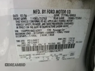 2006 Ford Ocean z VIN 1FAHP23106G163977, wystawiony jako Copart lot #63364034 z przebiegiem 288 399 mil mil oraz Szkody całkowita. Historia ofert i sprzedaży dostępna na DreamBid. Obrazek 12.