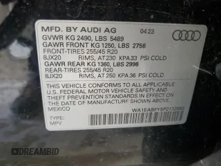 2023 Audi Q5 S line Premium Plus with VIN WA1EABFY5P2132689, listed as a Copart auction lot 66293274 with 12,180 mi miles and Salvage Title. Bid and sale history available at DreamBid. Image 13.