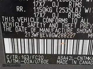 2016 Toyota RAV4 XLE with VIN 2T3WFREV8GW288227, listed as a IAAI auction lot 41931154 with 177,763 mi miles. Bid and sale history available at carsss.com. Image 9.