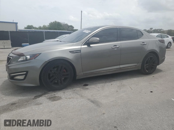 2013 Kia Optima SX with VIN 5XXGR4A62DG116593, listed as a Copart auction lot 59696705 with 120,248 mi miles and Salvage title. Bid and sale history available at DreamBid. Image 1.