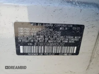 2021 Subaru WRX Premium with VIN JF1VA1C66M9805291, listed as a Copart auction lot 87717285 with 43,462 mi miles and Salvage Title. Bid and sale history available at carsss.com. Image 14.