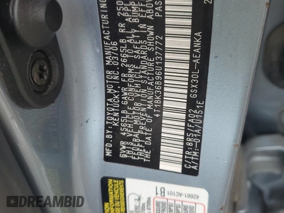 2006 Toyota Avalon XL z VIN 4T1BK36B96U137772, wystawiony jako Copart lot #61153324 z przebiegiem 1 111 mil mil oraz Szkoda całkowita • Salvage title. Historia ofert i sprzedaży dostępna na DreamBid. Obrazek 15.