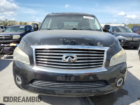 2011 Infiniti QX56 7-passenger with VIN JN8AZ2NF7B9501652, listed as a Copart auction lot 76238674 with 102,157 mi miles and Salvage Title. Bid and sale history available at carsss.com. Image 5.