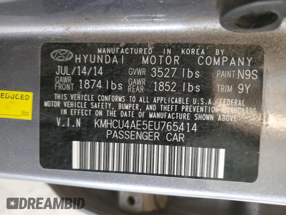2014 Hyundai Accent GLS with VIN KMHCU4AE5EU765414, listed as a Copart auction lot 42359065 with 114,762 mi miles and Salvage Title. Bid and sale history available at carsss.com. Image 12.