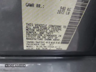 2015 Nissan Altima SL with VIN 1N4BL3AP3FC454656, listed as a IAAI auction lot 41901757 with 107,491 mi miles and . Bid and sale history available at carsss.com. Image 9.