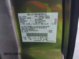 2004 Ford F-150 XL с VIN 1FTPX12504FA23905, выставлен на аукционе IAAI как лот 42321422 с пробегом 222 307 миль миль и . История ставок и продаж доступна на DreamBid. Изображение 9.