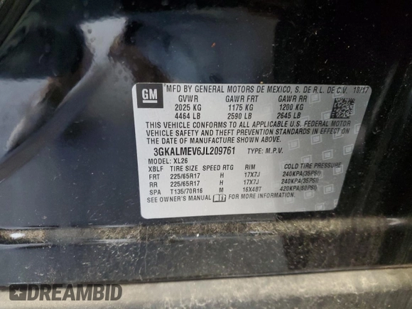 2018 GMC Terrain SLE with VIN 3GKALMEV6JL209761, listed as a Copart auction lot 48321325 with 77,194 mi miles and Clean Title. Bid and sale history available at carsss.com. Image 13.