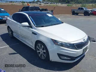 2013 Kia Optima SX with VIN 5XXGR4A65DG168350, listed as a IAAI auction lot 42254369 with 112,496 mi miles and . Bid and sale history available at DreamBid. Image 1.