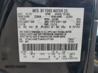 2010 Ford Escape Limited with VIN 1FMCU0E73AKD37125, listed as a Copart auction lot 59763495 with 203,823 mi miles and Salvage title. Bid and sale history available at DreamBid. Image 13.