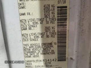 2018 Nissan NV Cargo SV z VIN 1N6BF0LY9JN814142, wystawiony jako Copart lot #52998335 z przebiegiem 102 465 mil mil oraz Szkoda całkowita • Salvage title. Historia ofert i sprzedaży dostępna na DreamBid. Obrazek 16.