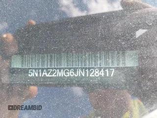 2018 Nissan Murano S z VIN 5N1AZ2MG6JN128417, wystawiony jako IAAI lot #42253823 z przebiegiem 128 946 mil mil oraz . Historia ofert i sprzedaży dostępna na DreamBid. Obrazek 18.