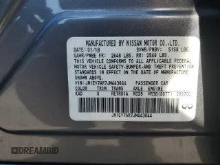 2018 Infiniti Q50 Luxe with VIN JN1EV7AR7JM443644, listed as a Copart auction lot 65035725 with 104,045 mi miles and Clean title. Bid and sale history available at DreamBid. Image 12.