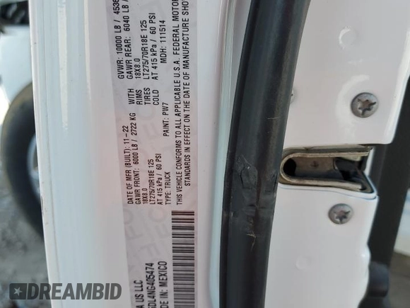 2022 Ram 2500 Big Horn with VIN 3C6UR5DL4NG405474, listed as a Copart auction lot 45743135 with 45,225 mi miles and Salvage Title. Bid and sale history available at carsss.com. Image 13.