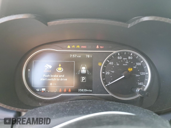 2023 Nissan Versa SV with VIN 3N1CN8EVXPL859338, listed as a Copart auction lot 57597045 with 35,839 mi miles and Non repairable. Bid and sale history available at DreamBid. Image 9.
