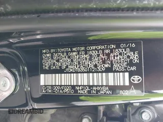 2016 Toyota Prius One with VIN JTDKDTB35G1121309, listed as a IAAI auction lot 42053038 with 78,610 mi miles and . Bid and sale history available at DreamBid. Image 9.