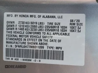 2021 Honda Odyssey EX-L with VIN 5FNRL6H77MB011099, listed as a Copart auction lot 47412535 with 148,004 mi miles and Salvage Title. Bid and sale history available at DreamBid. Image 13.