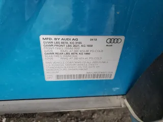 2019 Audi e-tron Premium Plus with VIN WA1LABGE3KB011535, listed as a Copart auction lot 45188843 with 19,465 mi miles. Bid and sale history available at carsss.com. Image 13.