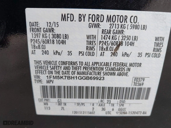 2016 Ford Explorer with VIN 1FM5K7BH1GGB69923, listed as a IAAI auction lot 42018071 with 198,246 mi miles. Bid and sale history available at carsss.com. Image 9.