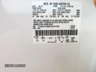 2014 Ford Explorer XLT с VIN 1FM5K7D88EGA07796, выставлен на аукционе Copart как лот 64029665 с пробегом 167 897 миль миль и Списание • Salvage title. История ставок и продаж доступна на DreamBid. Изображение 13.