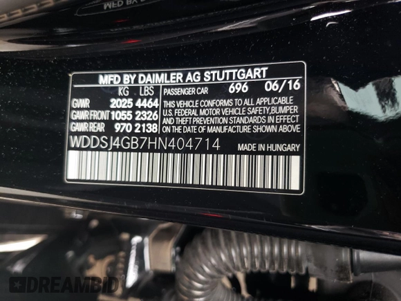 2017 Mercedes-Benz CLA with VIN WDDSJ4GB7HN404714, listed as a Copart auction lot 58991513 with 48,244 mi miles. Bid and sale history available at carsss.com. Image 12.
