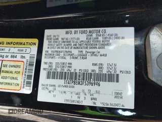 2015 Ford Mustang V6 with VIN 1FATP8EM3F5396946, listed as a IAAI auction lot 41924517 with 109,281 mi miles and . Bid and sale history available at DreamBid. Image 9.
