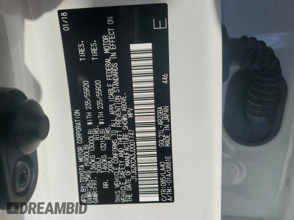 2018 Lexus RX 350L Premium с VIN JTJGZKCA3J2001747, выставлен на аукционе Copart как лот 82453734 с пробегом 54 635 миль миль и Списание • Salvage title. История ставок и продаж доступна на DreamBid. Изображение 15.