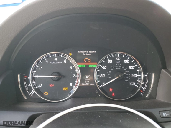 2016 Acura RLX Tech Pkg with VIN JH4KC1F58GC001638, listed as a Copart auction lot 43787985 with 66,701 mi miles and Salvage Title. Bid and sale history available at carsss.com. Image 9.