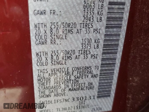 2022 Infiniti QX60 Luxe with VIN 5N1DL1FS7NC330131, listed as a Copart auction lot 87463584 with Not provided miles and Salvage title. Bid and sale history available at DreamBid. Image 16.