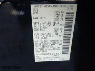 2018 Nissan Murano SL with VIN 5N1AZ2MH0JN162877, listed as a IAAI auction lot 40856044 with 160,950 mi miles. Bid and sale history available at carsss.com. Image 9.